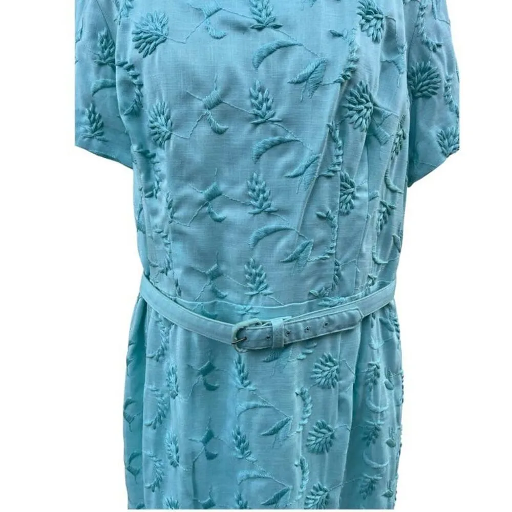 1960s Vintage Amy Vanderbilt by Bristol Dress, Mint/Aqua Size 10/12 Large - Image 4