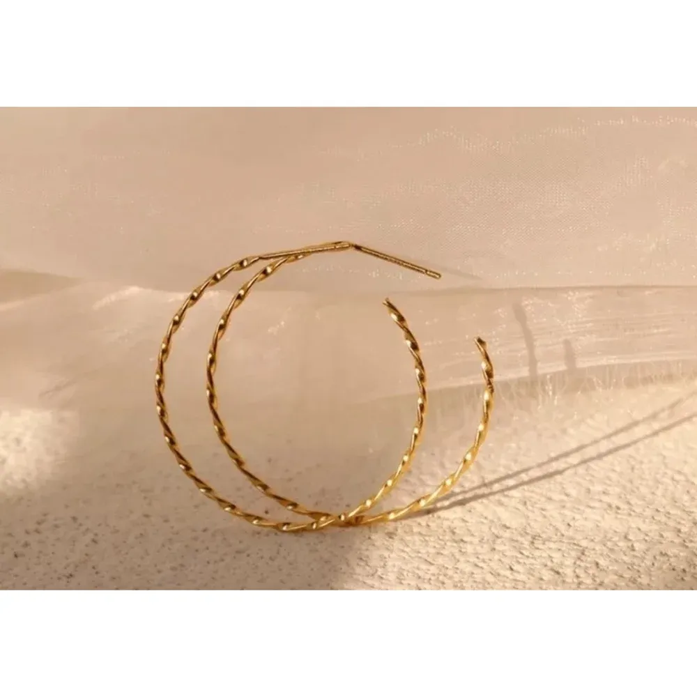Beautiful Twist 14k Gold Plated Sterling Silver Hoop Earrings, 4.2cm‎ - Image 12