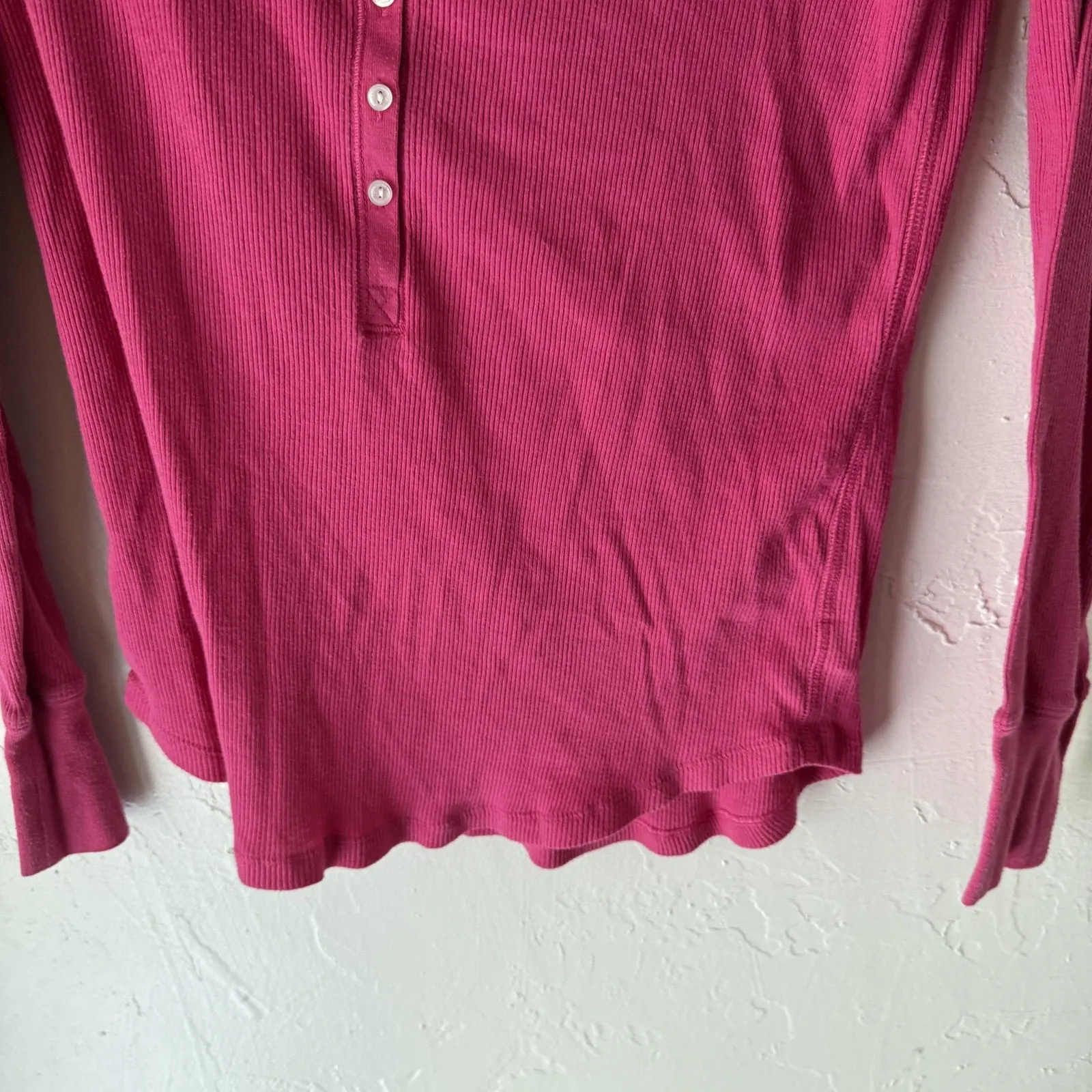 Victorias Secret Henley Shirt Y2k Fitted Medium Pink Long Sleeve‎ Thermal Top - Image 3