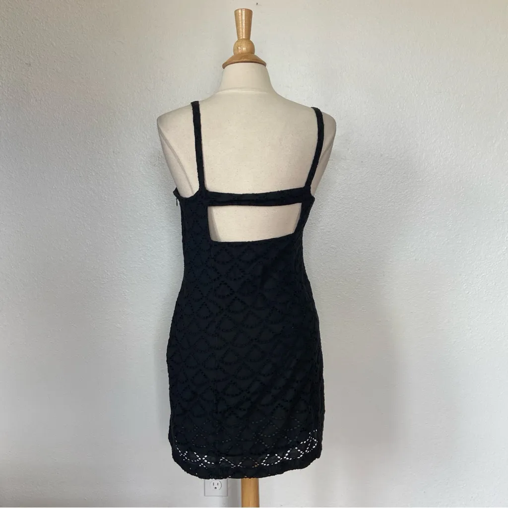 Urban Outfitters Sleeveless Black Cotton Eyelet Mini Dress - Image 4