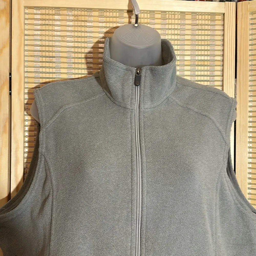 Land's End Gray Polartec Fleece Zip Front Vest Vintage 1990s Y2K XL/18 - Image 6
