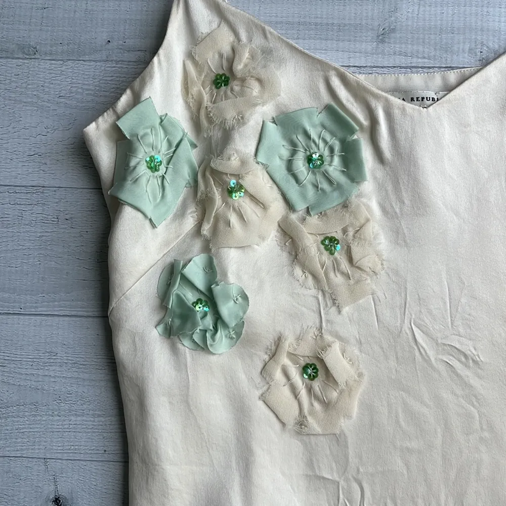 100% Silk Floral Spaghetti Strap Tank Top S - Image 7