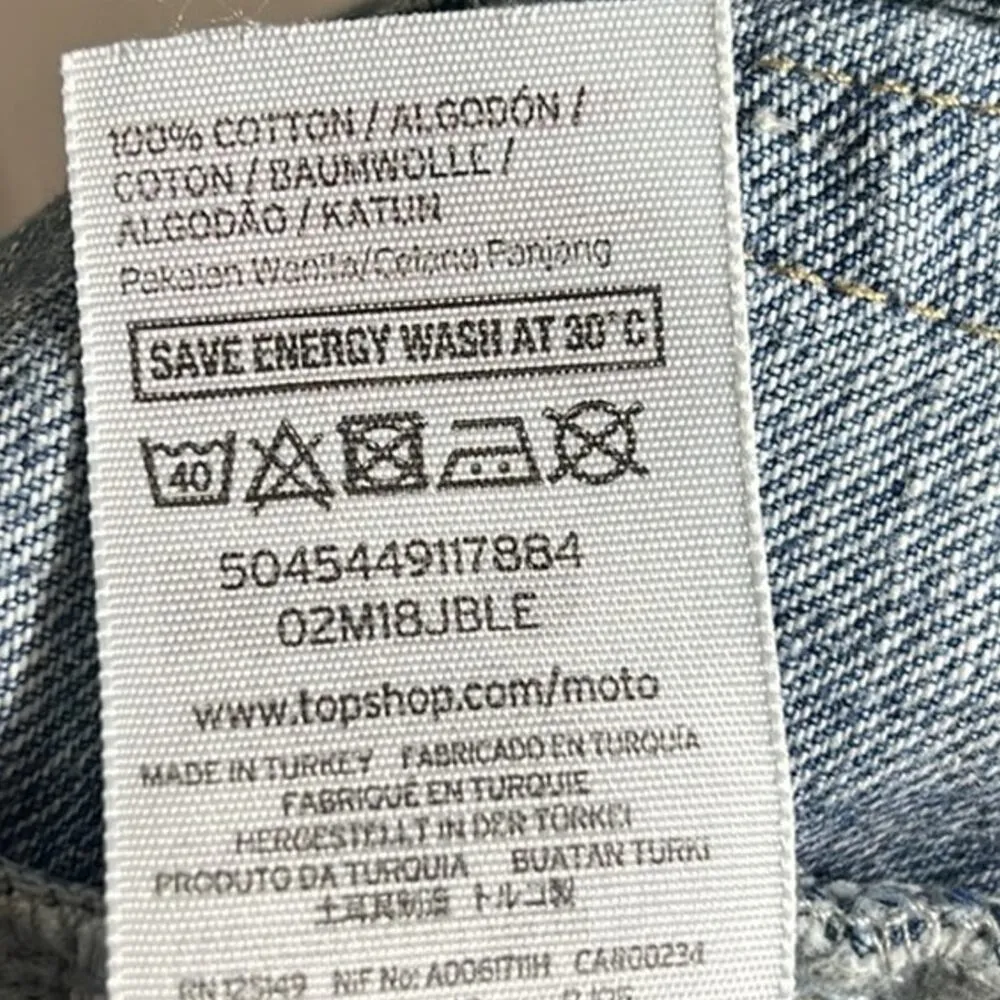 Topshop  Medium Wash Raw Hem Denim Shorts - Image 4