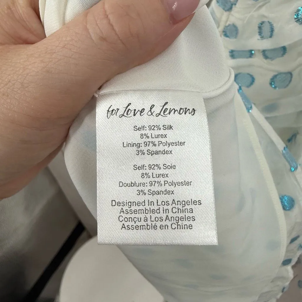 For Love & Lemons Women’s Small June Mini Dress Short Aqua - Image 3