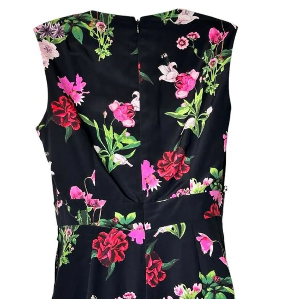 NWT Eliza J 8 Black‎ Floral sleeveless Midi Wrap dress - Image 8