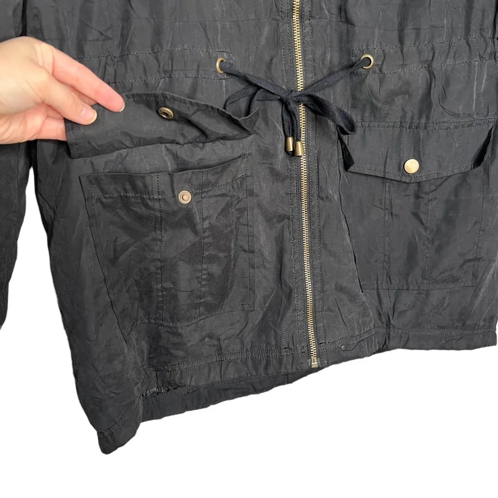 Shinestar Black Anorak Utility Long Line Zip Front Jacket Coat - Image 3