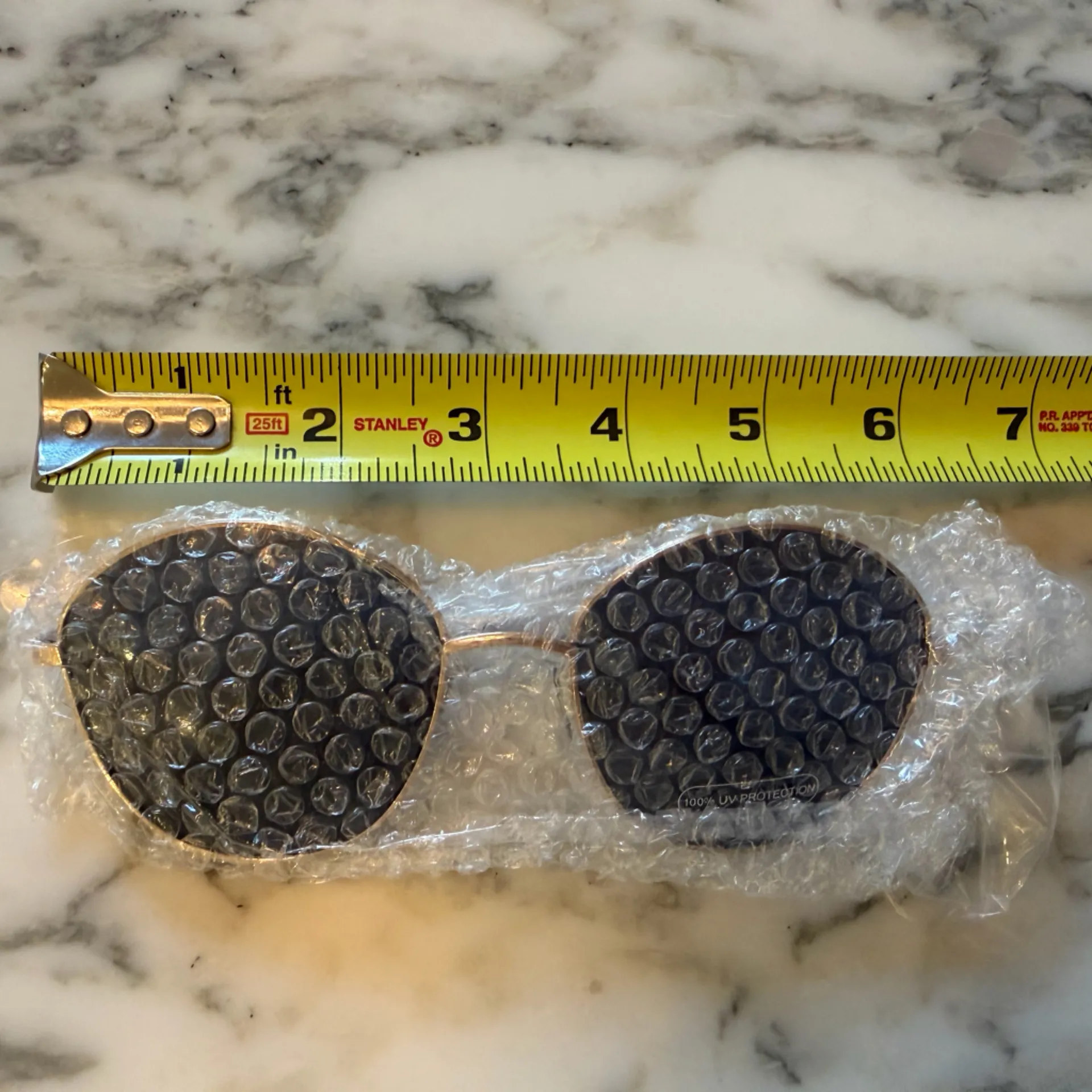 NWT PRETTYLITTLETHING Black Dangly Chain Detail Round Gold Tone Frame Sunglasses - Image 6