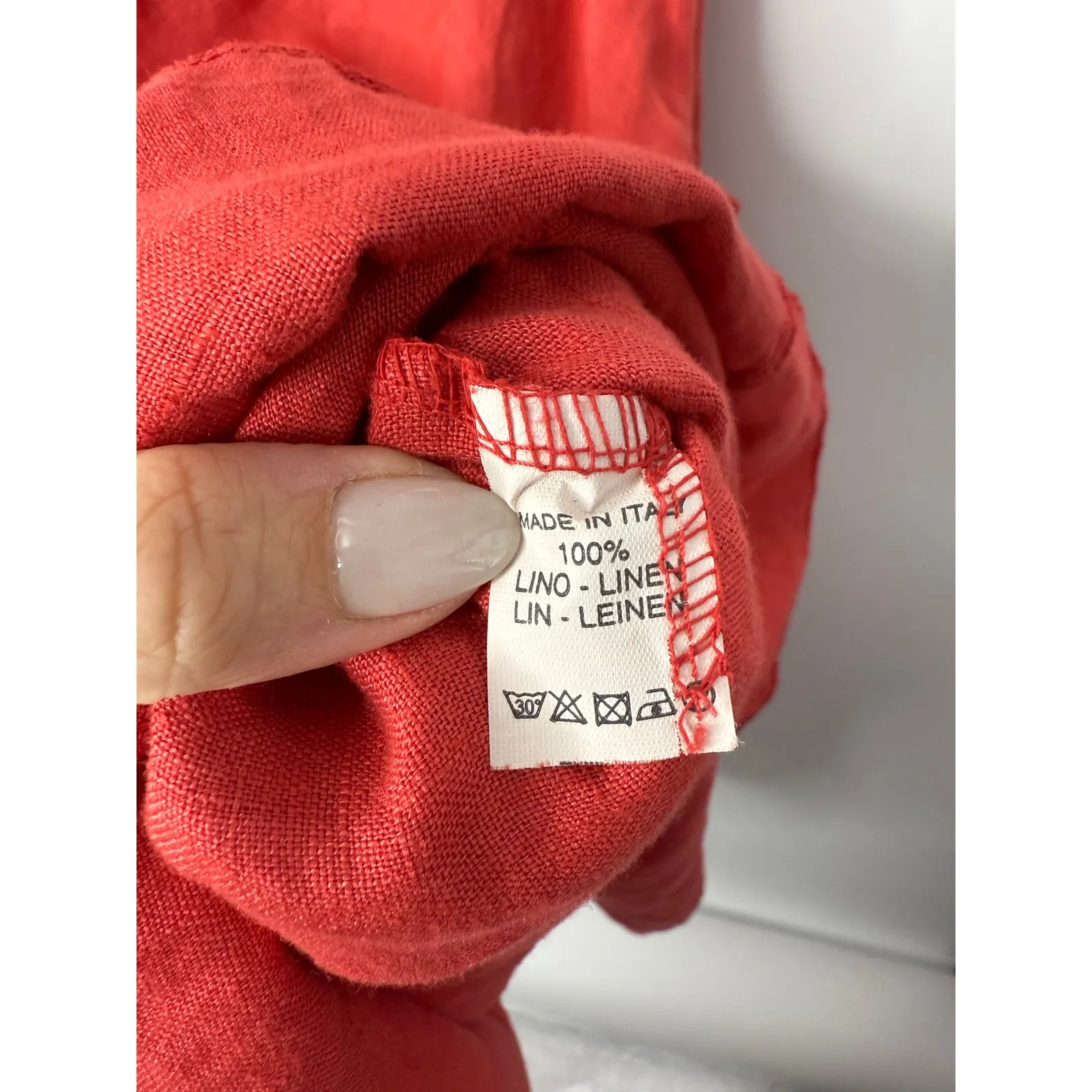 Inizio Red Linen Sleeveless Lagenlook Midi Dress Italy Size L Boho Artsy Layered Size L - Image 9