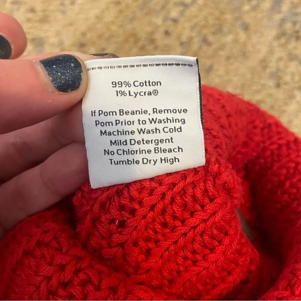 Love Your Melon Adult Miami hawks Pom Beanie in Red - Image 5