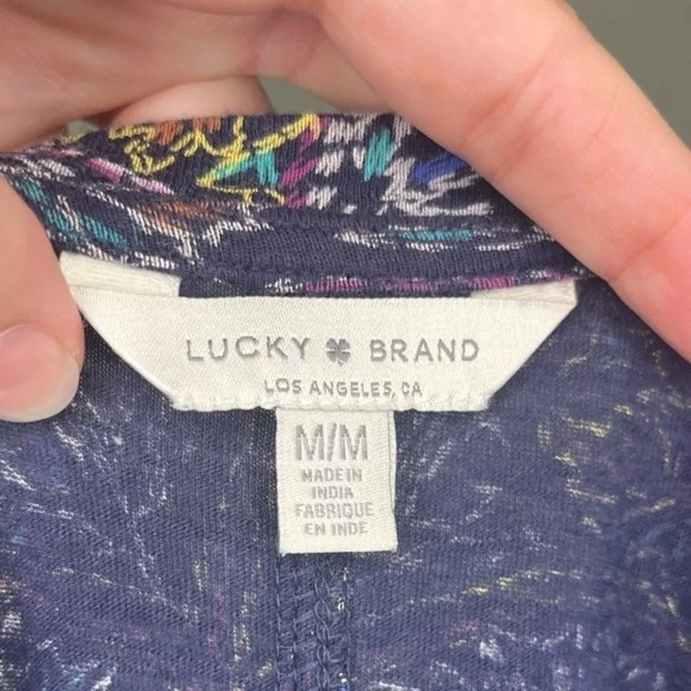 Lucky Brand Navy Paisley Print Short Sleeve Top Size Medium - Image 4