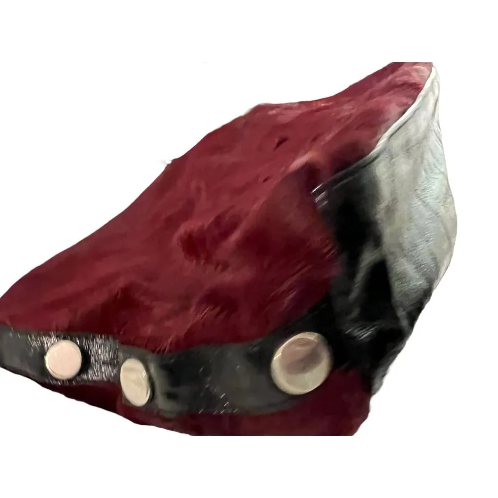 Pulicati Purse Bag Leather Calf Hair Silver Tone Studs Made in Italy READ - Image 3