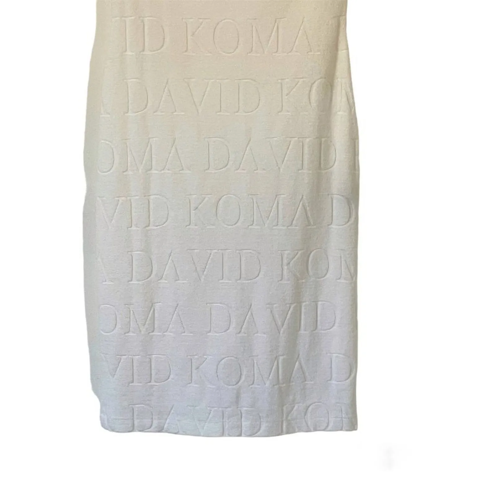 David Koma Crystal Embellished DK Intarsia Terry Logo Midi Dress White Size US 6 - Image 5