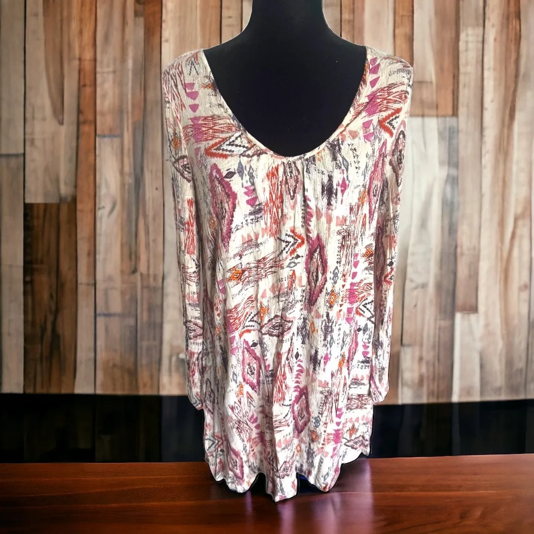 Billabong Womens Dress‎ Sz S Cross Back Mini Babydoll Boho Hippie Tribal Print - Image 2