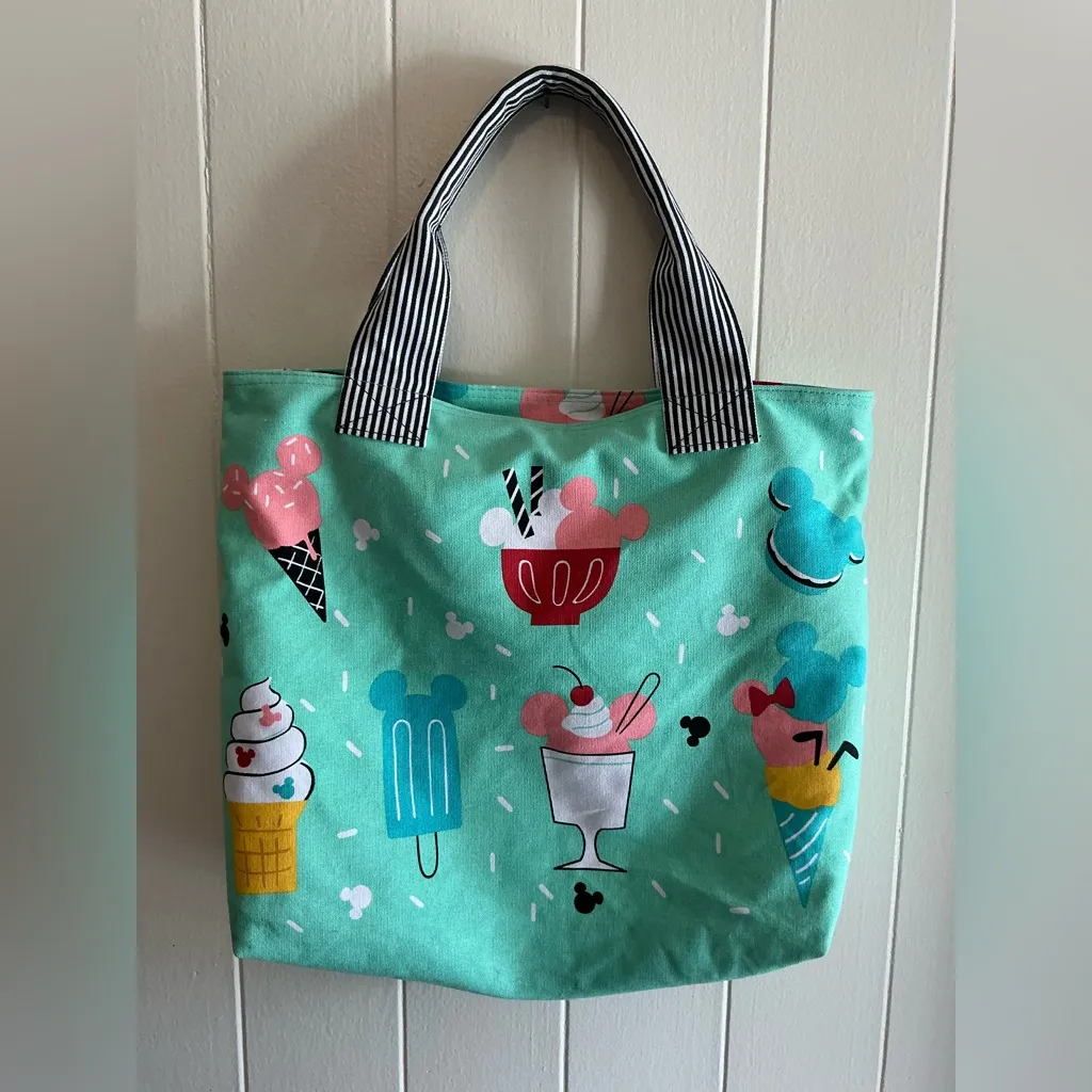 A Rare HTF Large Disney Mickey Mouse Ice Crean Treats Tote Bag Handbag Bag - Image 4