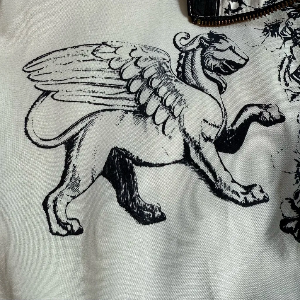 Vintage 90s J. Gallery Medieval Celestial Astronomy Windbreaker Bomber Jacket Black Size L - Image 8