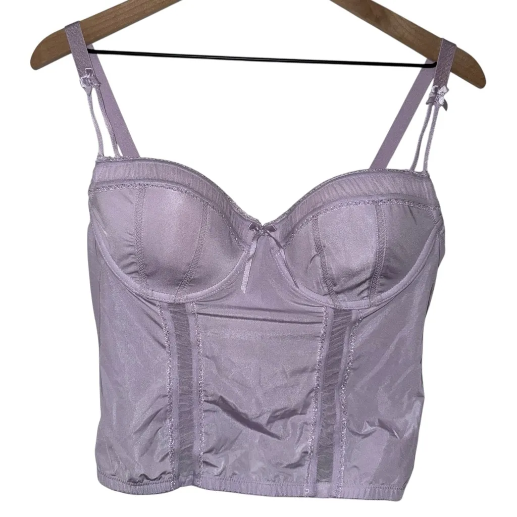 Fairy Milkmaid Lavender Lace Mesh Boned Padded Bustier Top‎ Lingerie Camisole Purple Size undefined - Image 4