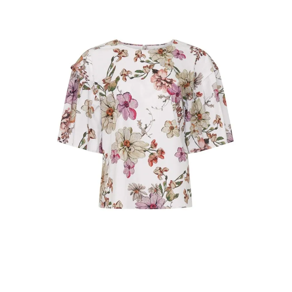 Adam Lippes White Floral Print Flutter Sleeve Top Size 2 - Image 6