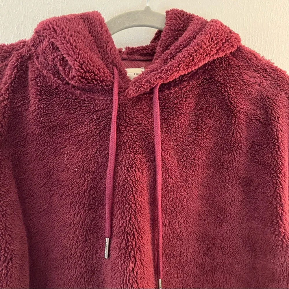 Urban Outfitters Hoodie Plum Sherpa/ Teddy Cropped Hoodie Sz M NWT Fleece Cozy - Image 5