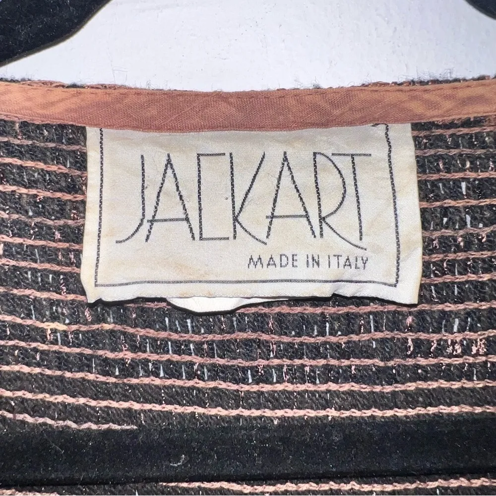 Vintage Jackart Italy Bronze Metallic Floral Patchwork Design Pullover Sweater Size L - Image 5