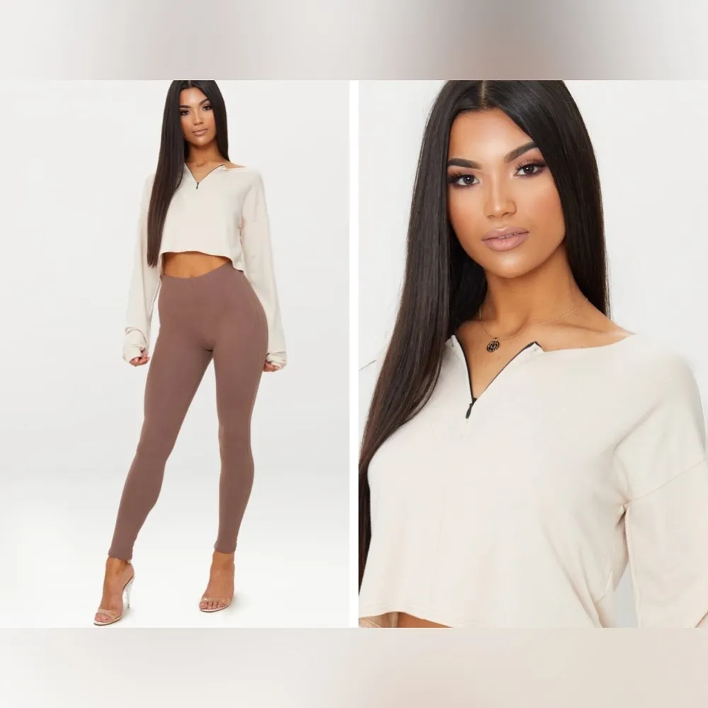 Pretty Little Thing SUPER SOFT! CREAM ZIP FRONT CROP SWEATER Size 4 - Image 3