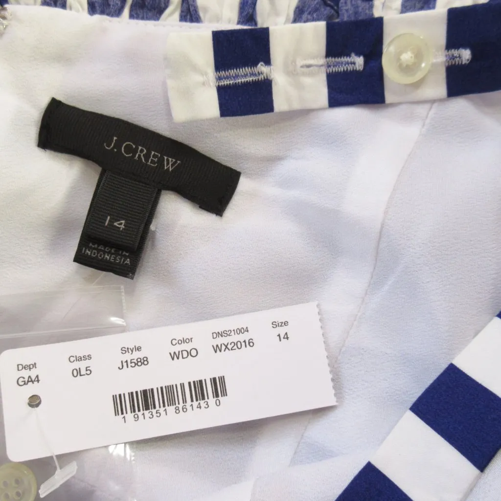 NWT J.Crew Striped Ruffle Maxi in White Deep Orchid Belted Cotton Tank Dress 14 - Image 9