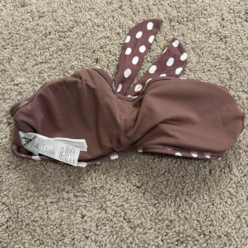 Abercrombie & Fitch Brown & White Polka Dot Bikini Top - Image 5