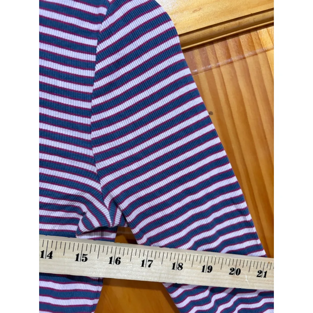 Lacoste Striped Long Sleeve Ribbed Top Sz 38 (S) Made in France Preppy Classic - Image 7