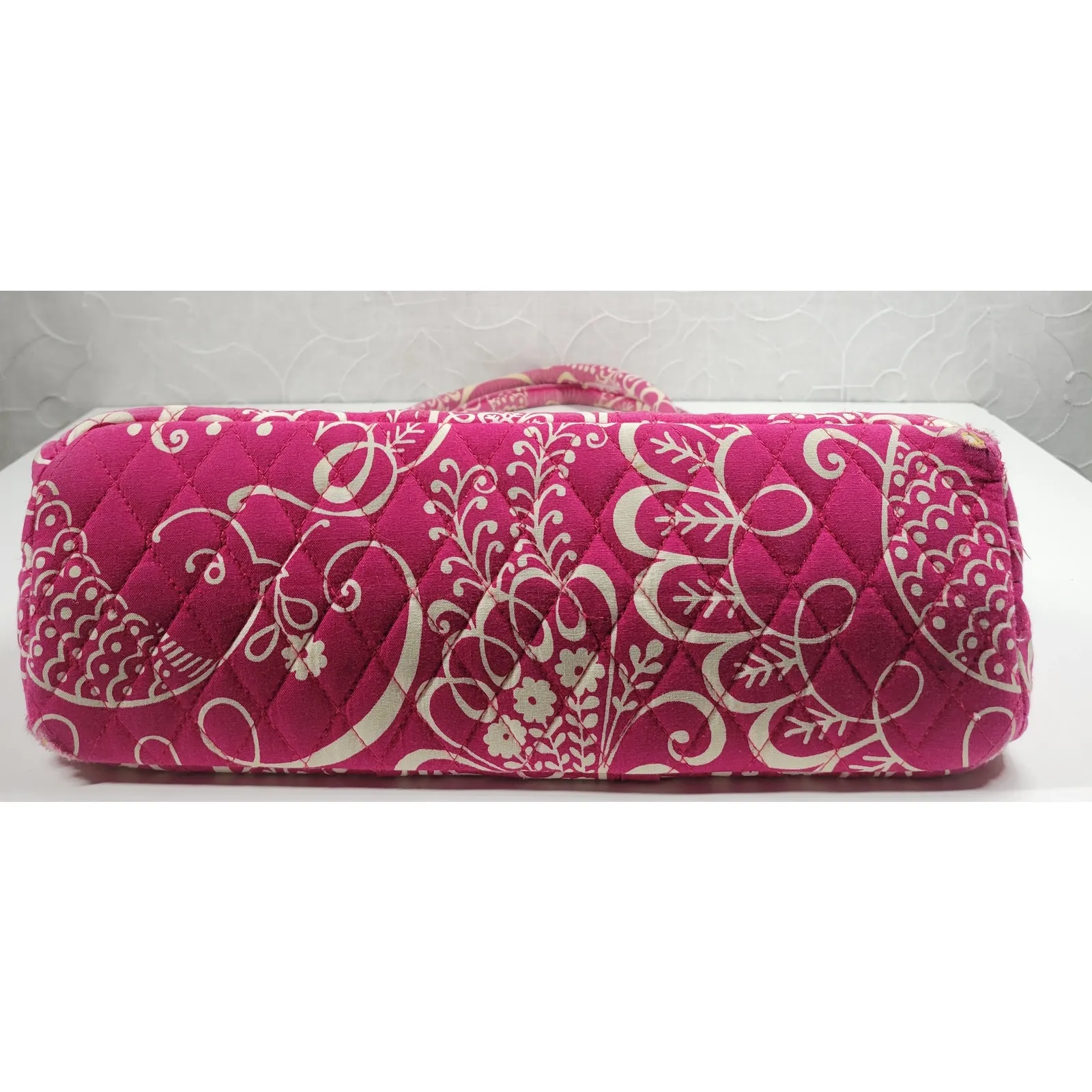 VTG Vera Bradley Eloise Bag Large Barbie Hot‎ Pink Kiss Lock Dome Shoulder Purse - Image 16