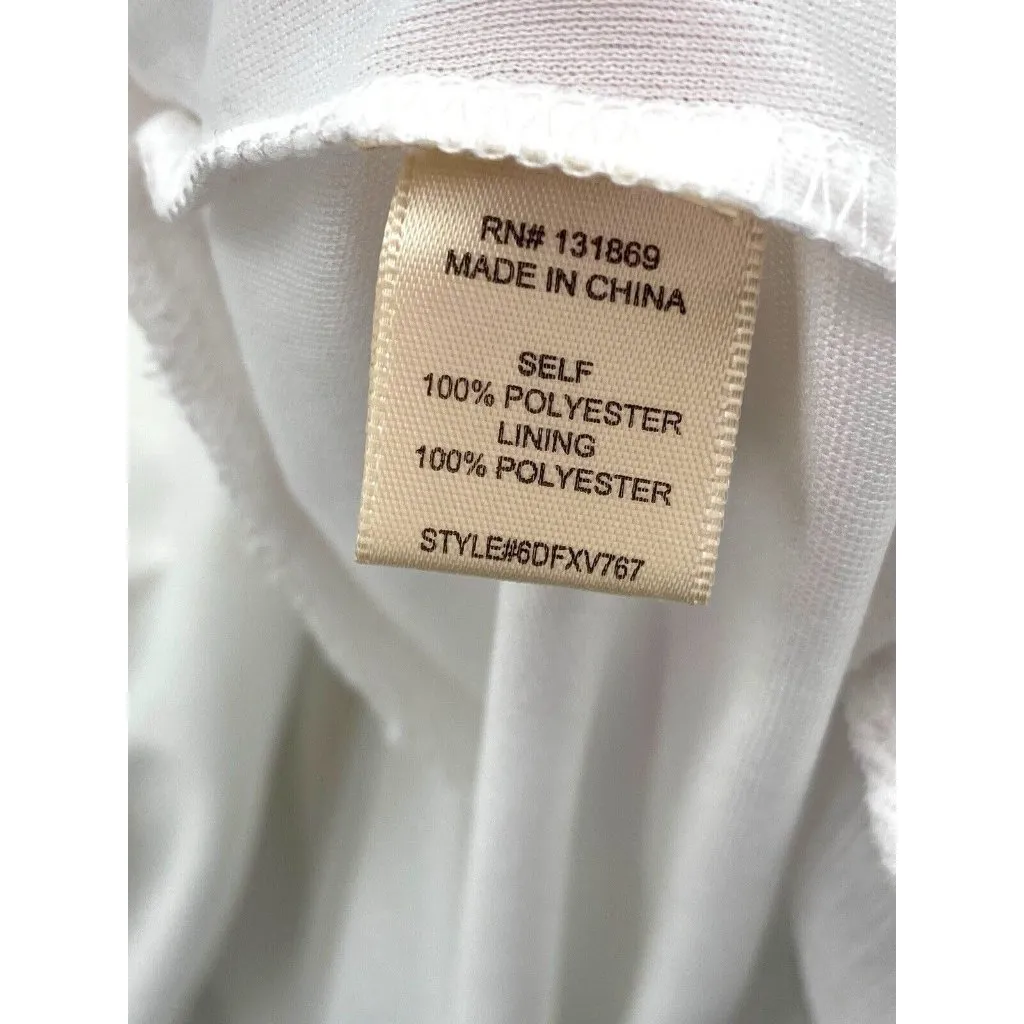 Tiered Ruffle White Mini Dress Womens Large V Neck Romantic Feminine Tie‎ Back - Image 6