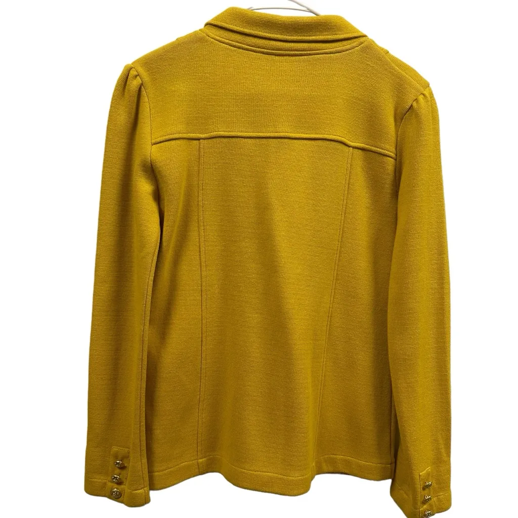 525 America Mustard Yellow Knit 2 Button Blazer Jacket with Pockets Womens Large - Image 14