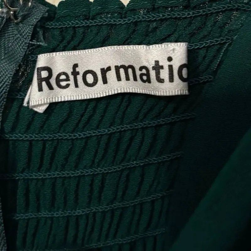 Reformation Emerald Green Twilight Midi Cocktail Slit Dress Size 2 - Image 4