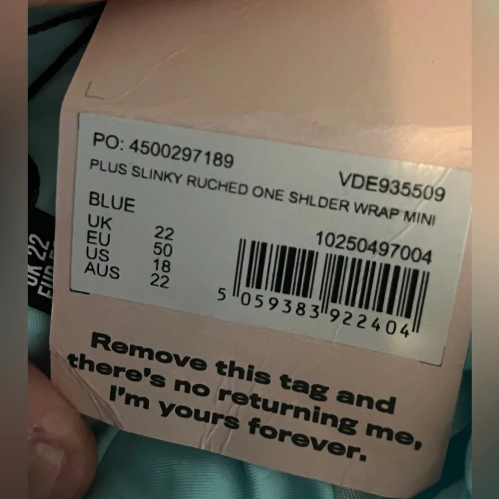 Light Blue Slinky Ruched One Shoulder Mini Dress - size 18 NWT - Image 2