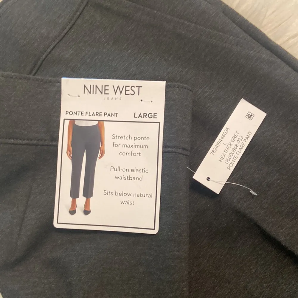 Nine West Black Gray Ponte Flare Pants size L brand new inseam 27” waist 34” - Image 6