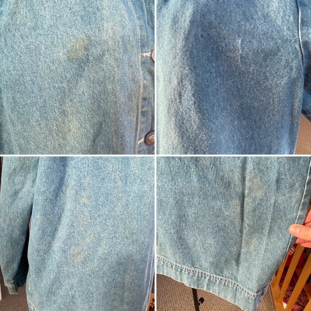 Vintage Tudor Court Embroidered Floral Denim Jacket Coat Blue Size Large - Image 16