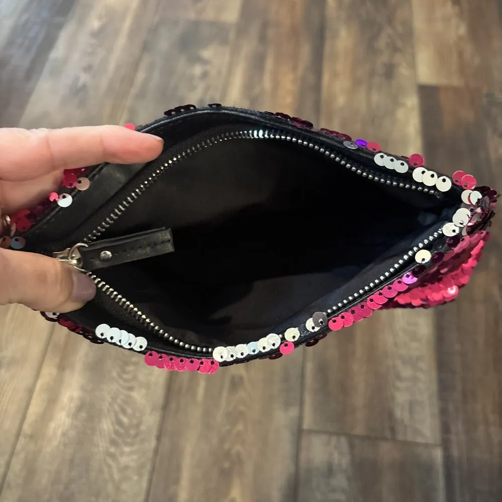 Victoria's Secret Mermaid Flip Sequin Bling Cosmetic Makeup Bag Clutch Wristlet - Image 5