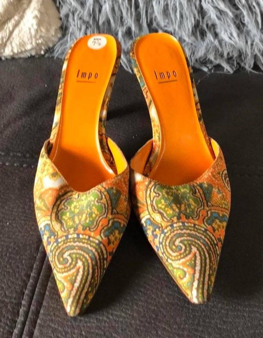 Impo Pointy Orange Design Mules Size 7.5 - Image 3