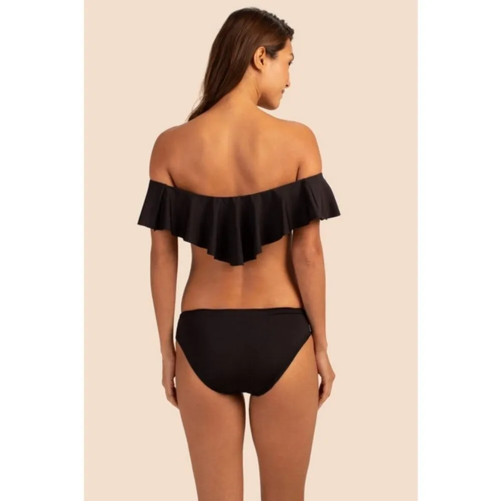 💕TRINA TURK💕 Monaco Solids Off The Shoulder Bandeau Bikini Top ~ Black 14 NWT - Image 4