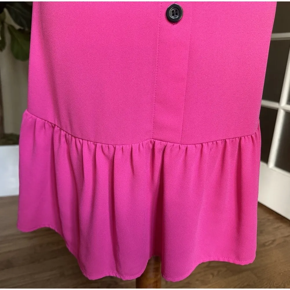 Halogen Sleeveless Button Back Shift Dress Small Pink Ruffle Hem A-Line - Image 2