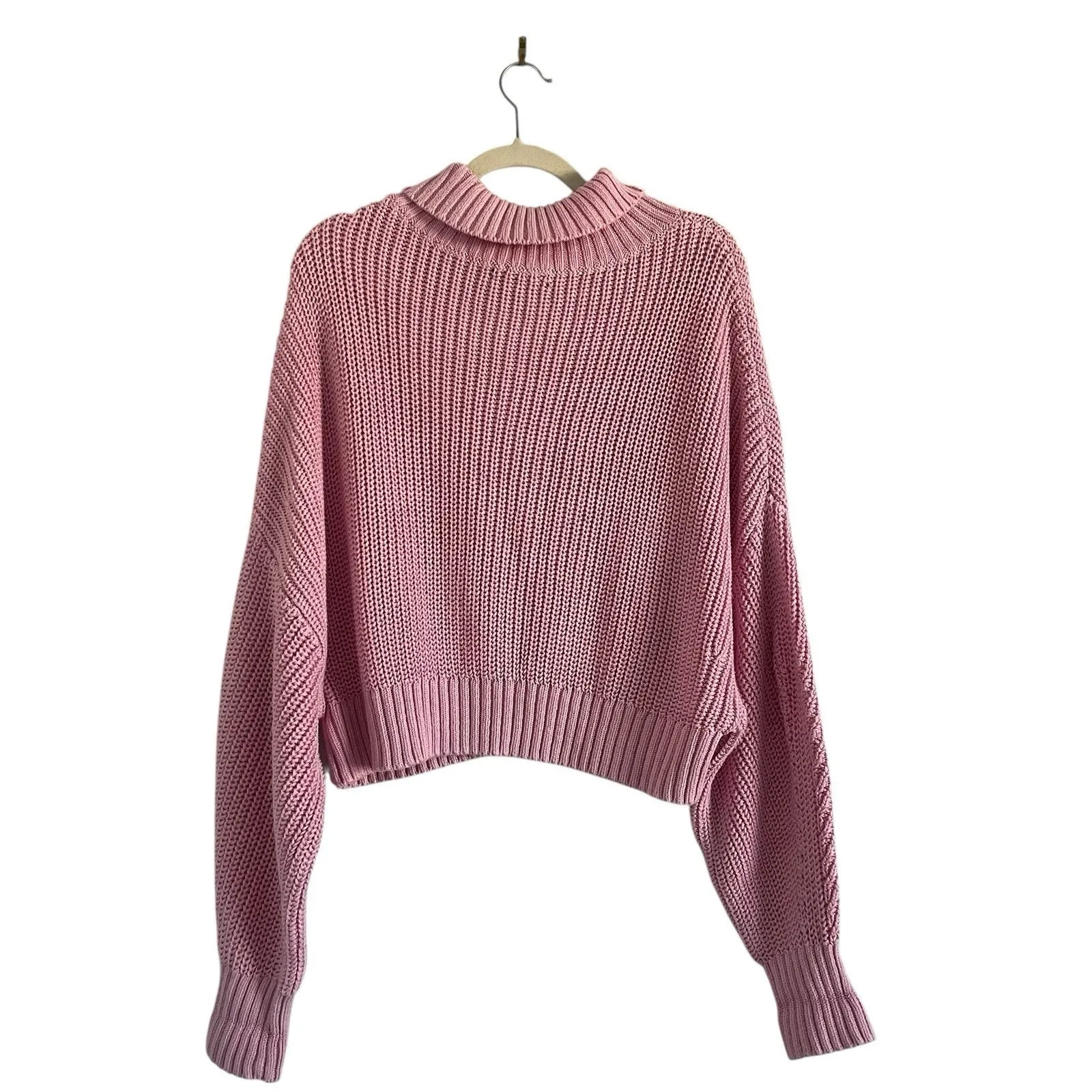 Banana Republic Janie cropped sweater pink spring lily size XL Cottage Core Chic - Image 5