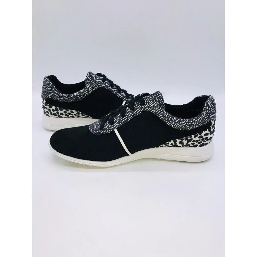 Isaac Mizrahi Women Contrast Dot Lace-Up Faux Suede Sneakers- BLACK. - Image 8