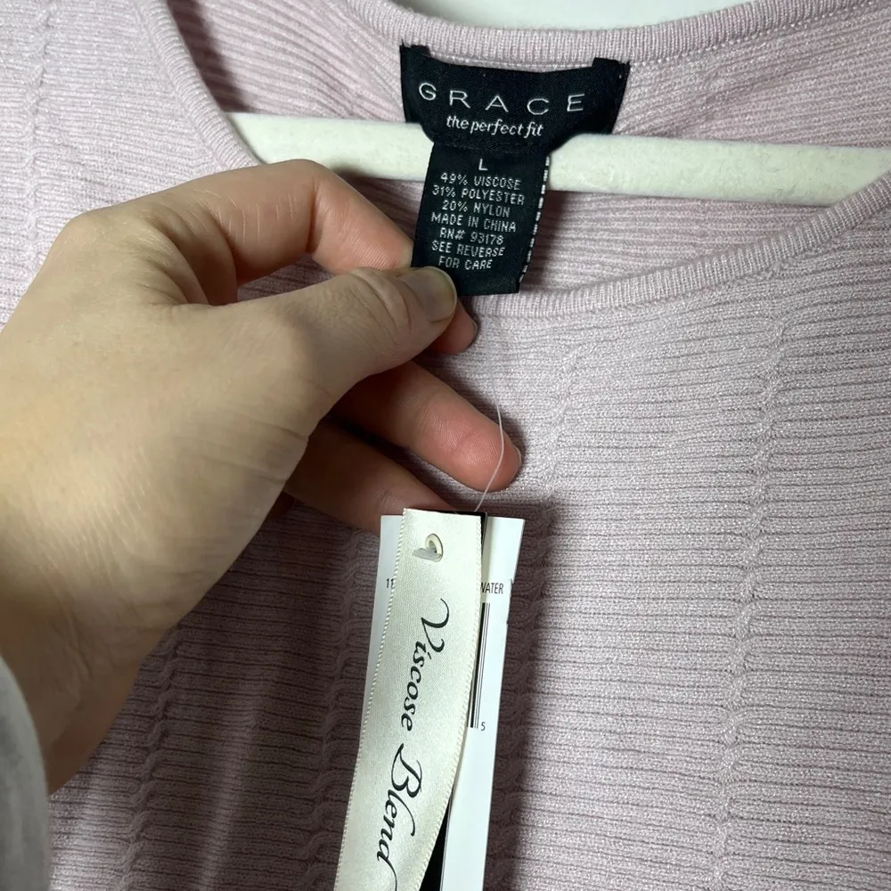 Grace Elements NWT Viscose Blend Super Soft Textured Knit Top Sz L Lavender - Image 4