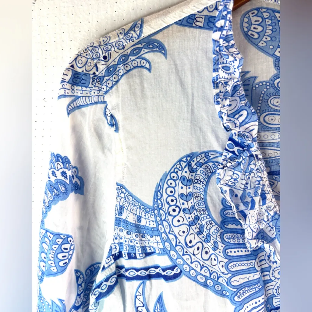 Peck & Peck M Feminine Cotton Blue and White Blouse - Image 4