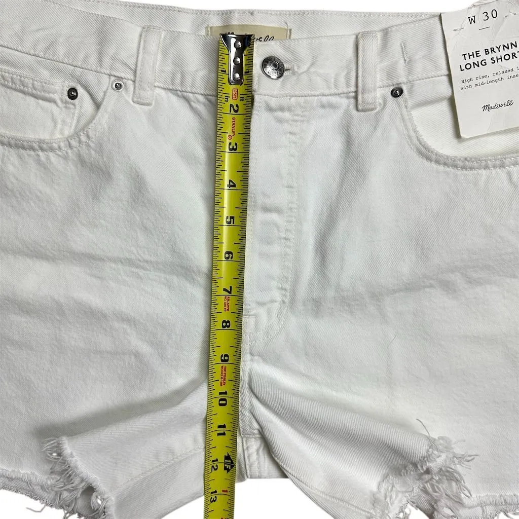 NWT Madewell Women's Brynn Long Short Denim White Size 30 Frayed Hem - Image 11