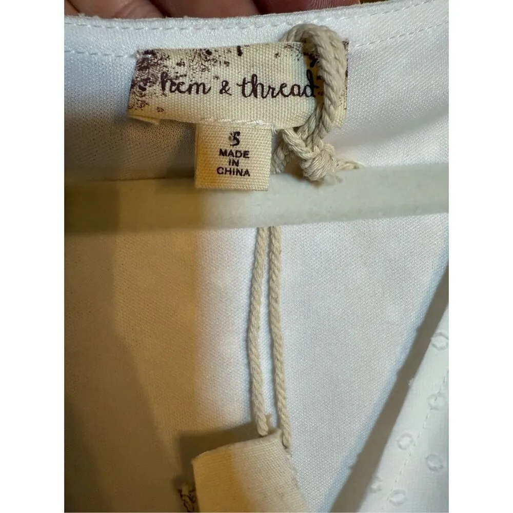 Hem & Thread Belle of the Ball Dress White Swiss Dot Mini Dress Sz Small NEW - Image 5