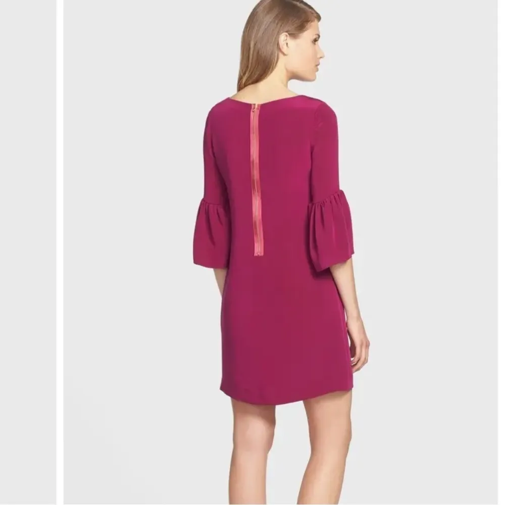 NWT Cynthia Steffe Raspberry 'Cora" Trumpet Sleeve Crepe Shift Mini Dress Sz 0 - Image 8