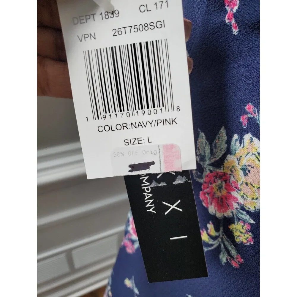 Trixxi Women's Blue Polyester Long Sleeve Halter Neck Knee Length Dress Size L - Image 6