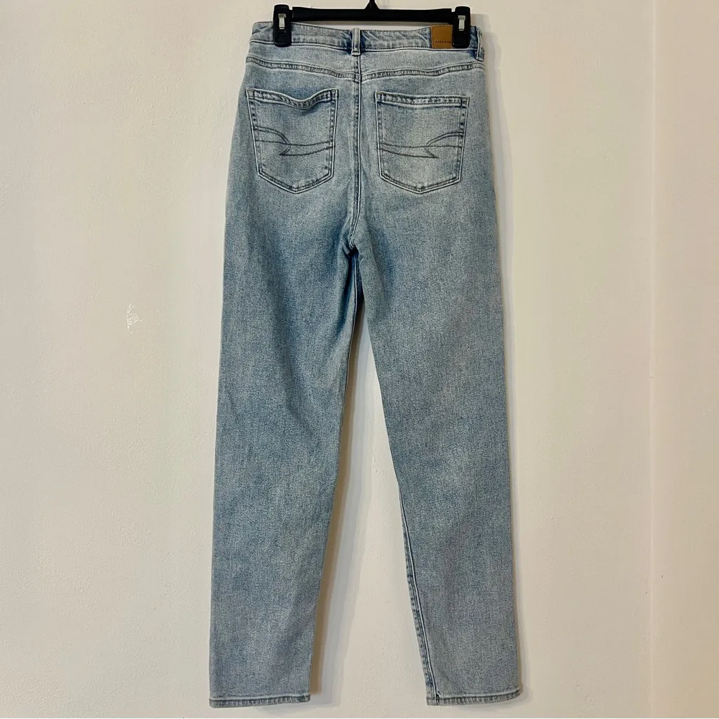 American Eagle Stretch Mom Straight Jeans Blue Denim Size 4 Long - Image 2