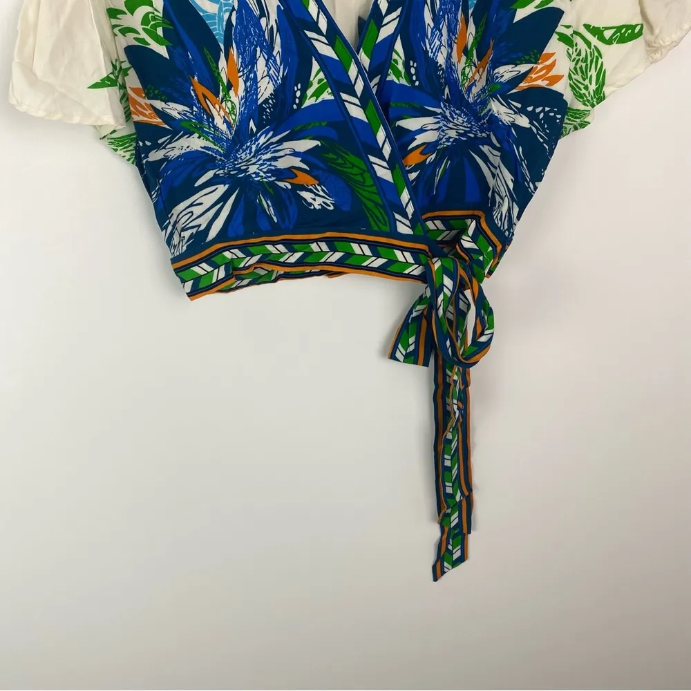 Jealous Tomato Polynesian Tribal Print Wrap Crop Top Medium INV235 - Image 5