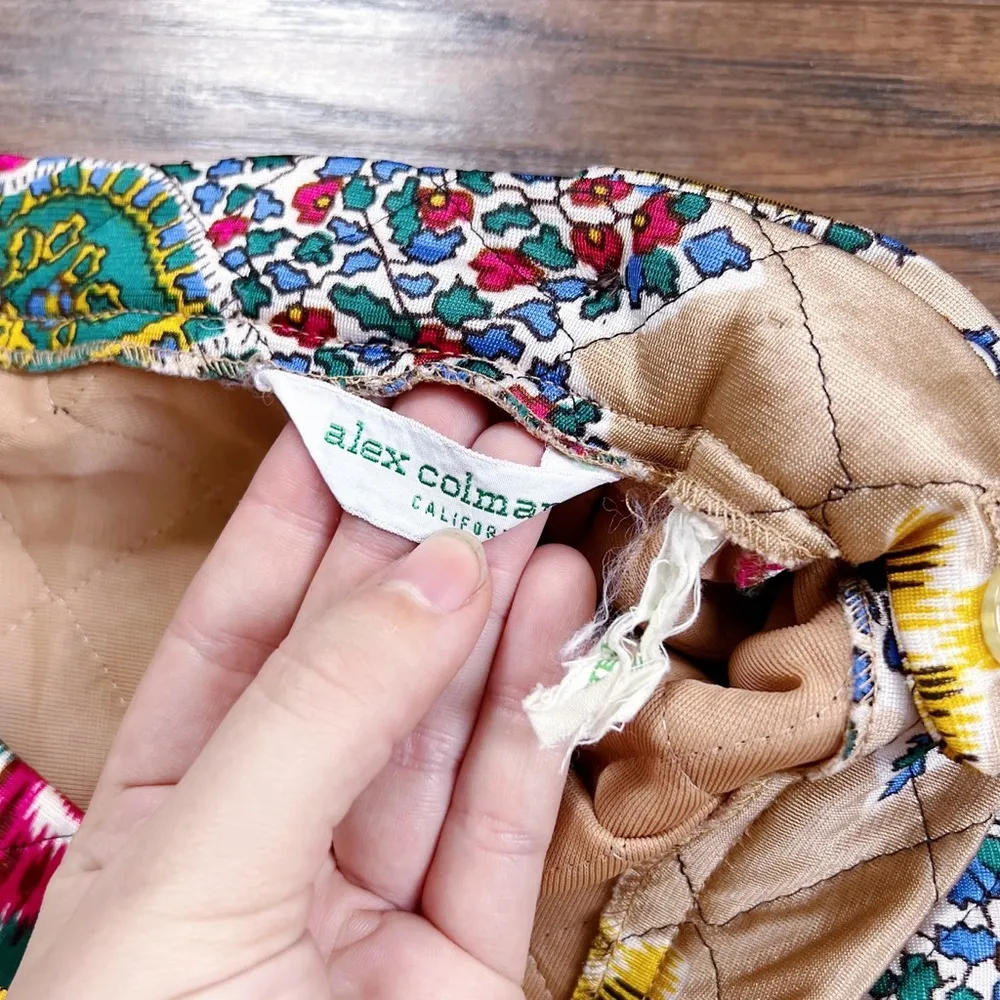 vintage • 60s quilted maxi skirt bohemian 70s retro midi Alex Colman floral mod - Image 4