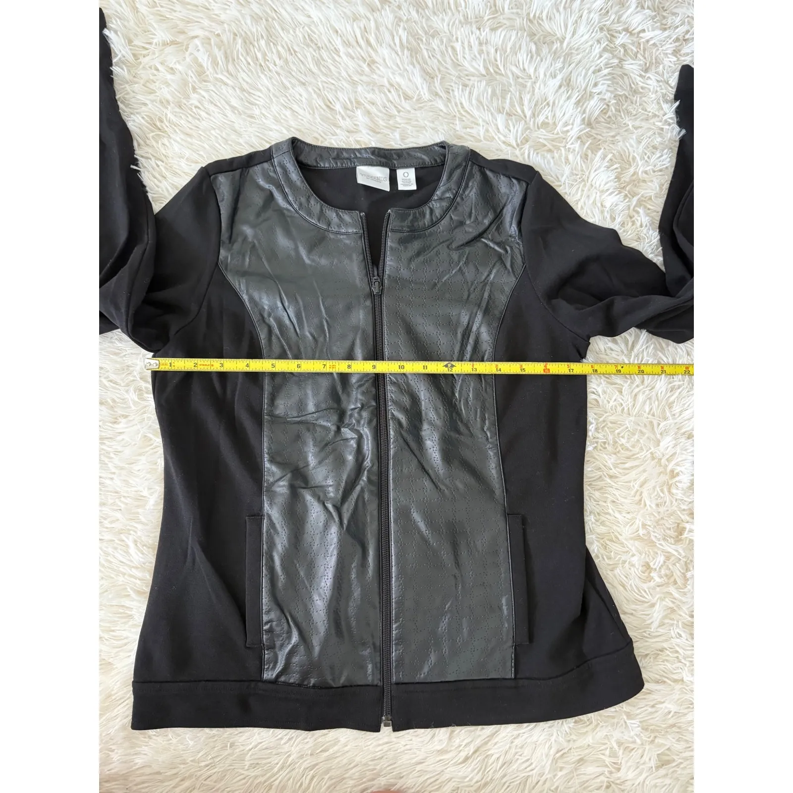 Weekends by Chico's Jacket Blazer Black Faux Leather Front Size‎ 0 - Image 8